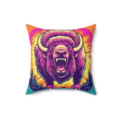 Buffalo American Bison Graphic USA Style Spun Polyester Square Pillow