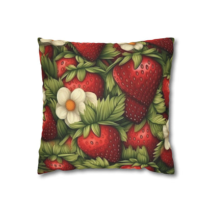 Strawberry Euphoria: The Ultimate Guide to Celebrating Life's Sweetest BerrySpun Polyester Square Pillow Case