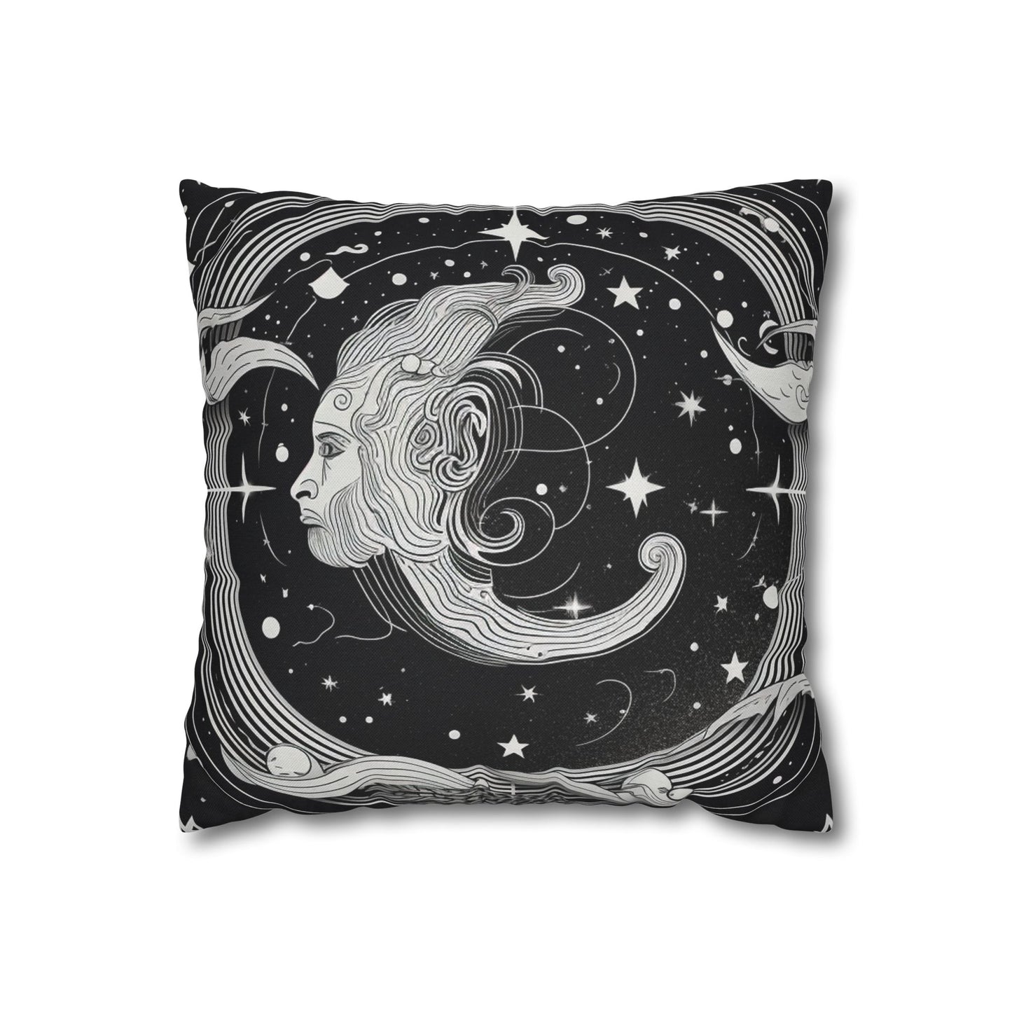 Aquarius Sign Spun Polyester Square Pillow Case, Double Sided Print