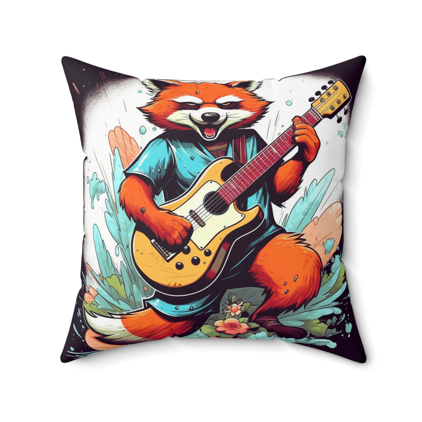 Red Panda Music Band Animal Spun Polyester Square Pillow