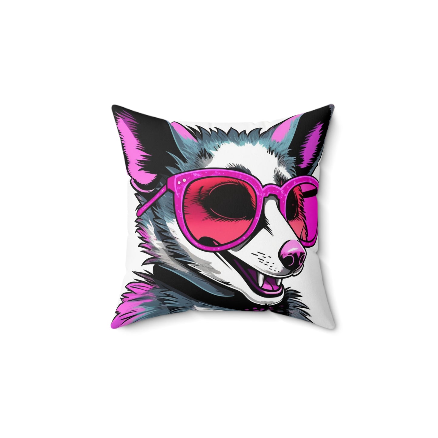 Enthusiastic Opossum Graphic Spun Polyester Square Pillow