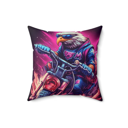 Biker USA American Eagle Motorcycle Graphic Spun Polyester Square Pillow