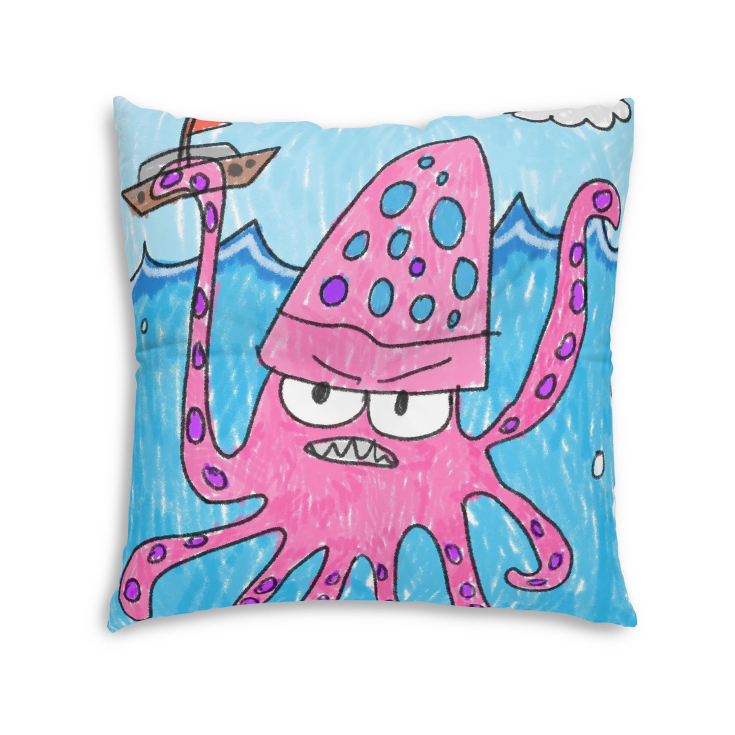 The Kraken Octopus Clean Graphic Tufted Floor Pillow, Square