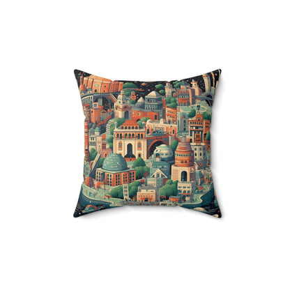 Galactic Metropolis Pattern, Sci-Fi Inspired - Spun Polyester Square Pillow