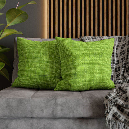 Lush Grass Neon Green: Denim-Inspired, Springtime Fabric Style - Spun Polyester Square Pillow Case