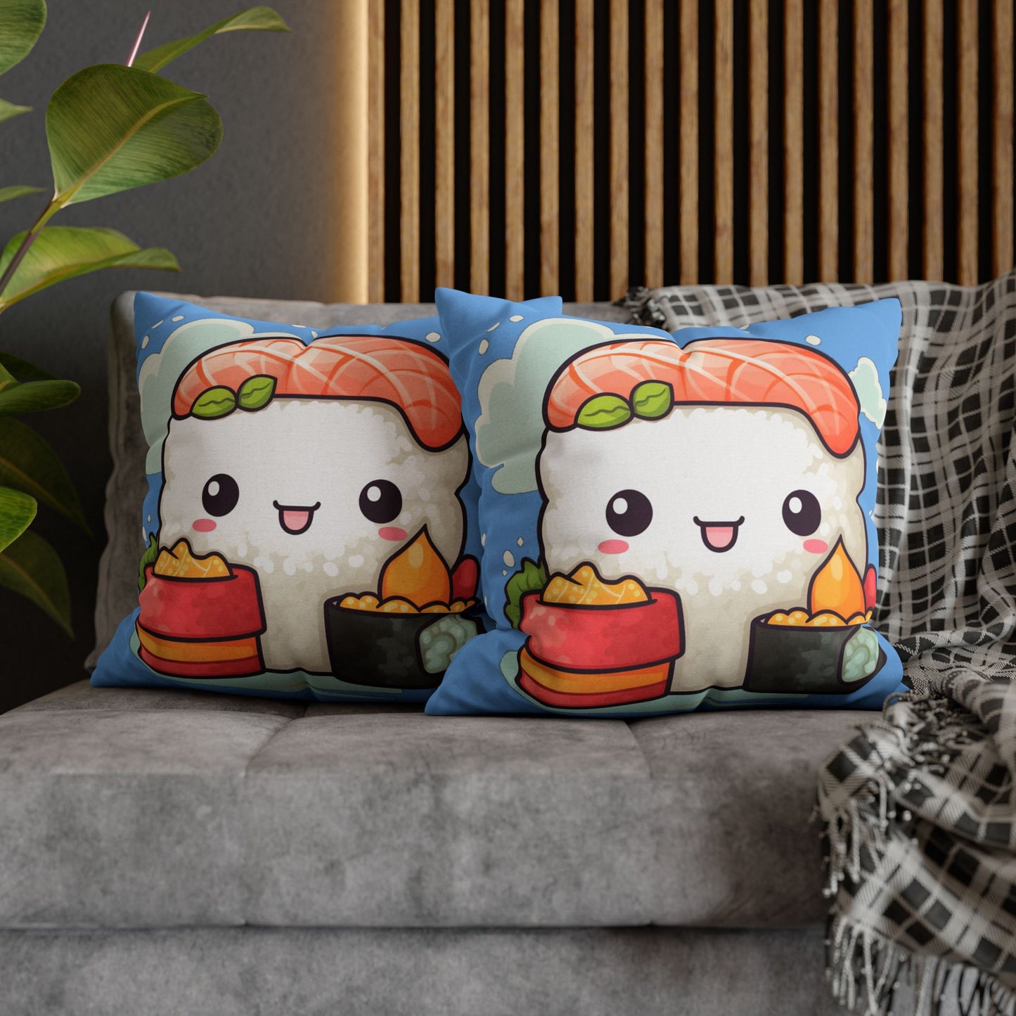 Anime Sushi - Japanese Cute kawaii - Otaku Gift - Spun Polyester Square Pillow Case