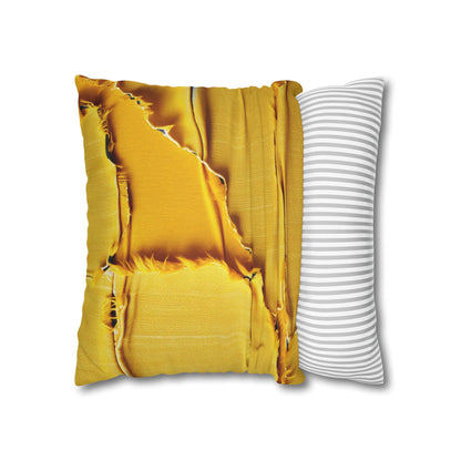 Banana Yellow Lemon: Bold Distressed, Denim-Inspired Fabric - Spun Polyester Square Pillow Case