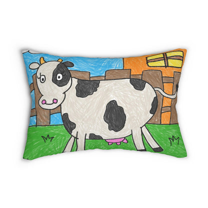 Cow Moo Farm Barn Animal Character Spun Polyester Lumbar Pillow