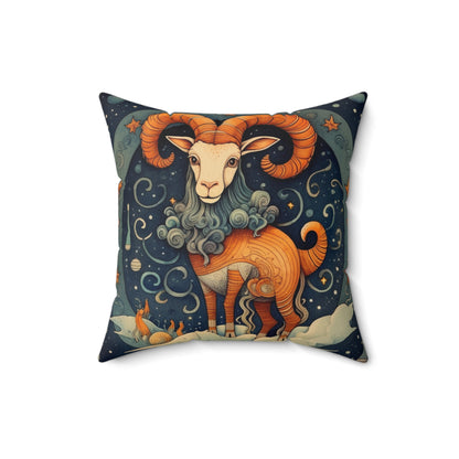 Capricorn Zodiac Children's Book Style Humorous Design - Spun Polyester Square Pillow