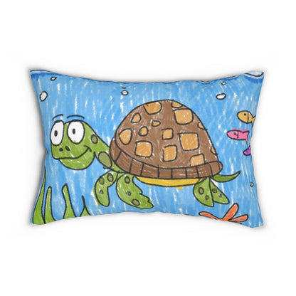 Sea Turtle Beach Sand Ocean Spun Polyester Lumbar Pillow