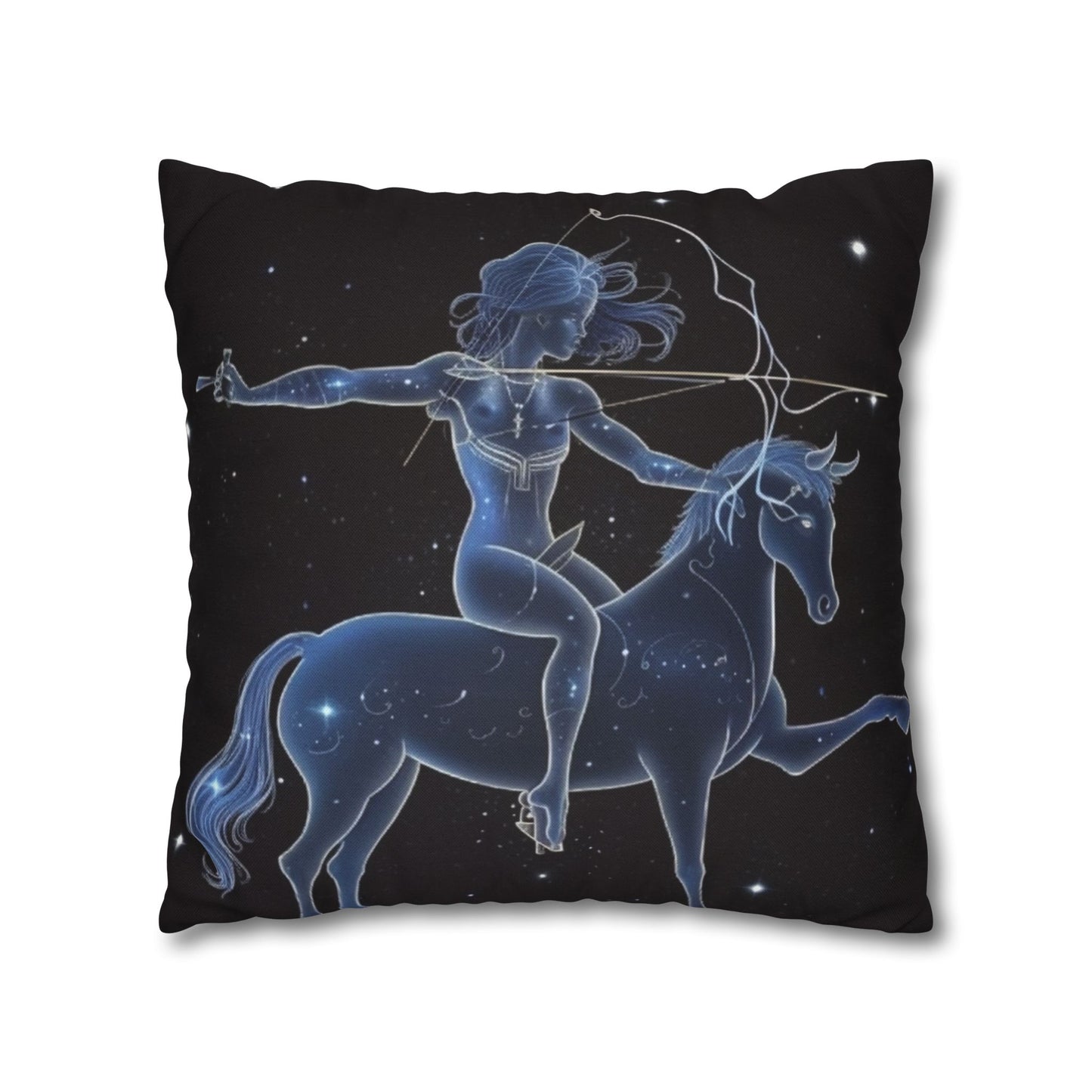 Sagittarius Zodiac in Starlit Universe - Fluorescent Colors - Spun Polyester Square Pillow Case