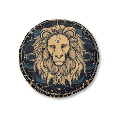 Leo Zodiac Sign - Mystic Circle Astrology Art Cosmic constellation - Tufted Floor Pillow, Round