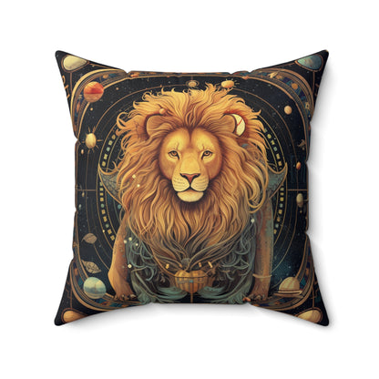 Astrological Leo Sign - Vibrant Cosmic Zodiac Astrology - Spun Polyester Square Pillow