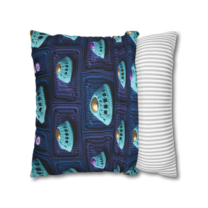 Spaceship UFO Crochet - Galactic Travel Ship - Alien Craft - Flying Saucer - Spun Polyester Square Pillow Case