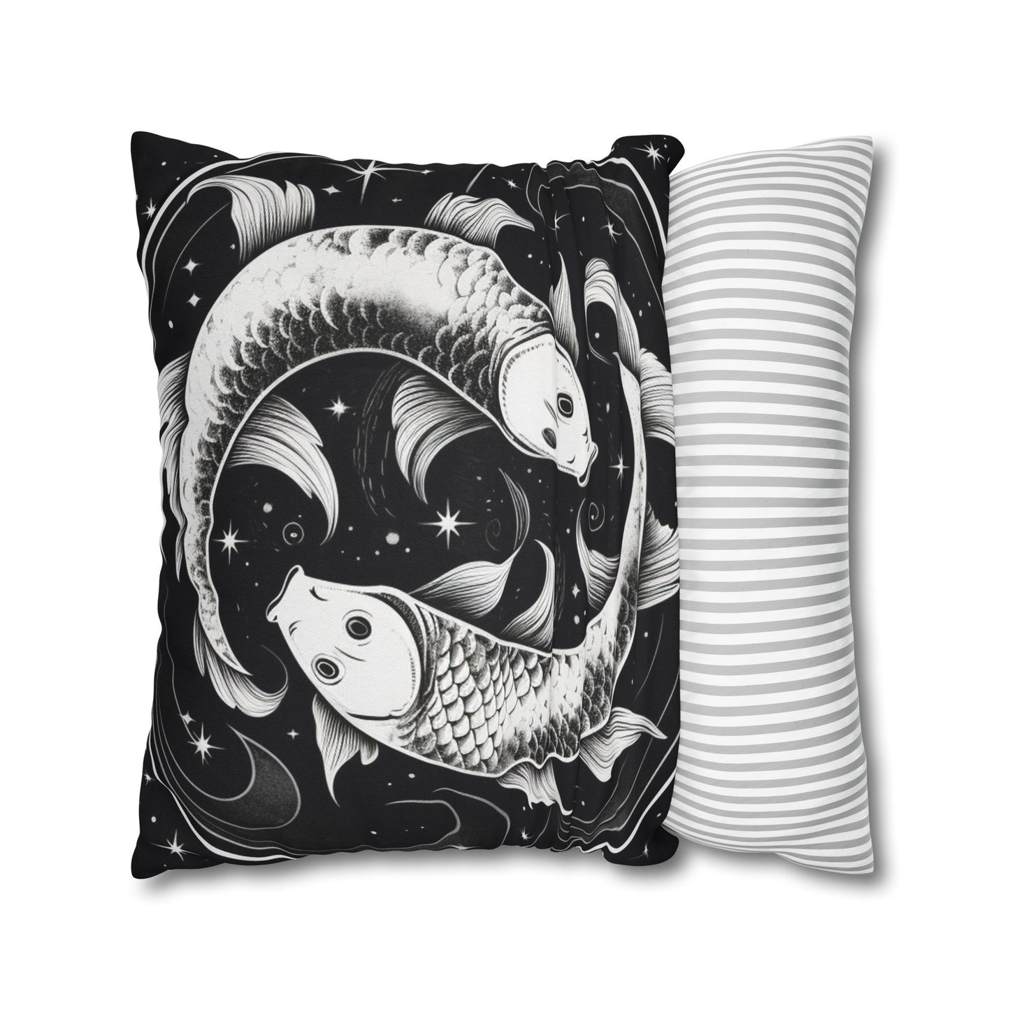 Pisces Zodiac Sign Polyester Square Pillow Case, Double Sided Design