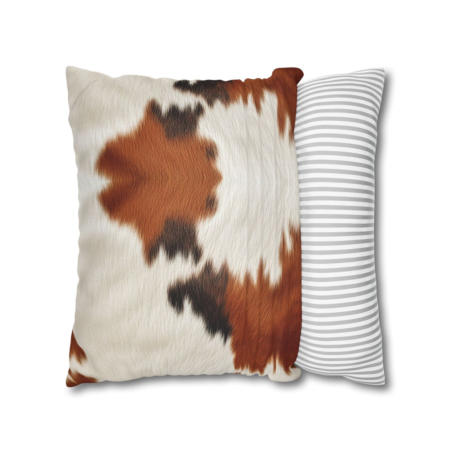 Hair Cowhide Leather Natural Design Tough Durable Rugged Style - Spun Polyester Square Pillow Case