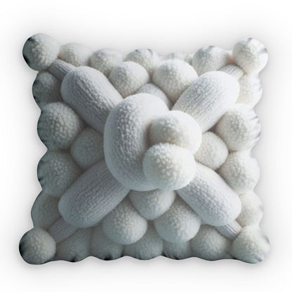 Boucle White Knot Plush, Scandinavian knot cushion - Shaped Pillow