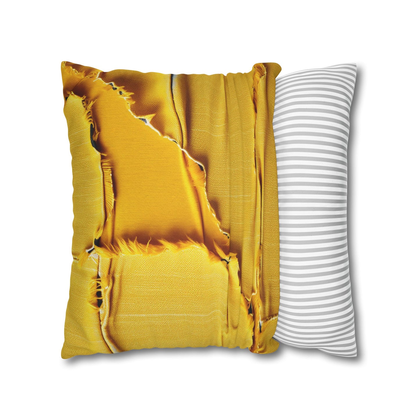 Banana Yellow Lemon: Bold Distressed, Denim-Inspired Fabric - Spun Polyester Square Pillow Case