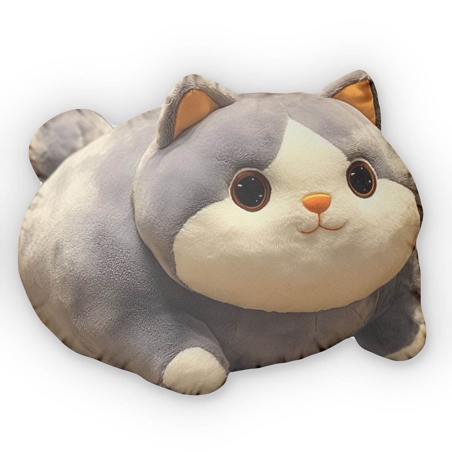 Chubby Cat Plush Shaped Pillow - Soft, Squishy, Beanbag-Style Feline Cushion