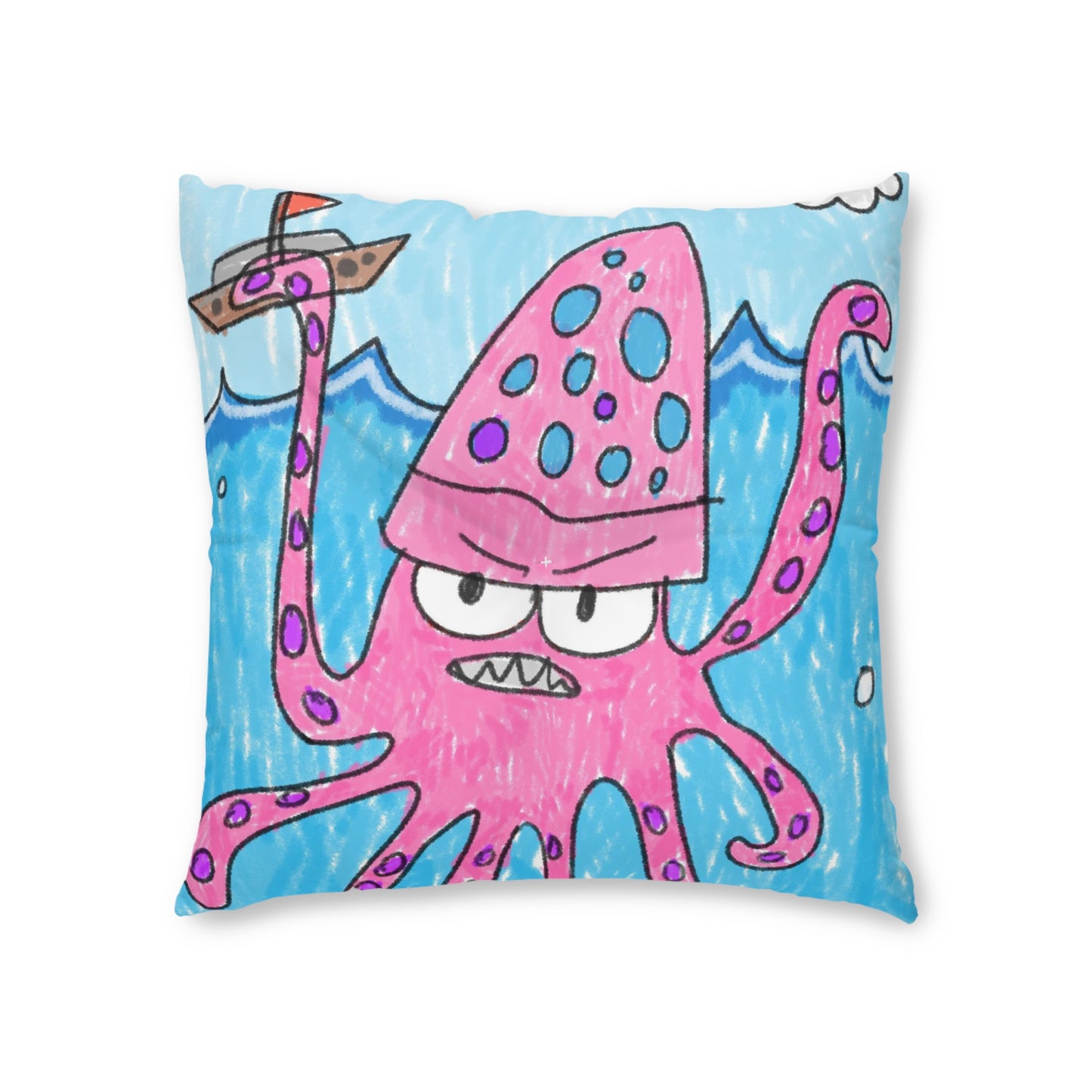 The Kraken Octopus Clean Graphic Tufted Floor Pillow, Square