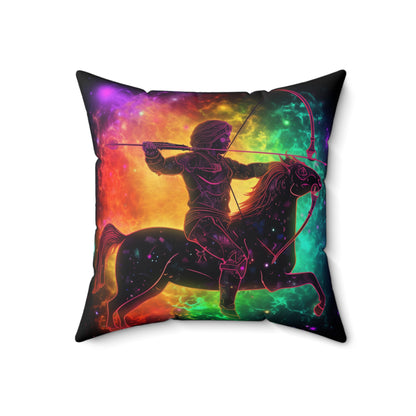 Colorful Sagittarius Zodiac Sign - Star Universe Theme - Spun Polyester Square Pillow