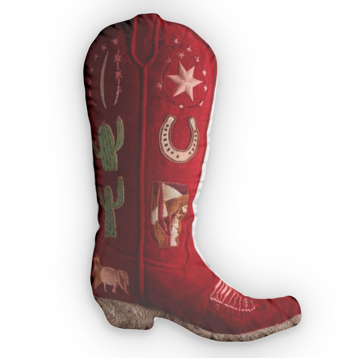 Knee High Boot, Embroidery Red Western, Shaped Pillow