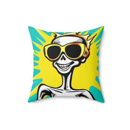 Stylish Summer Alien Anime Cartoon Spun Polyester Square Pillow