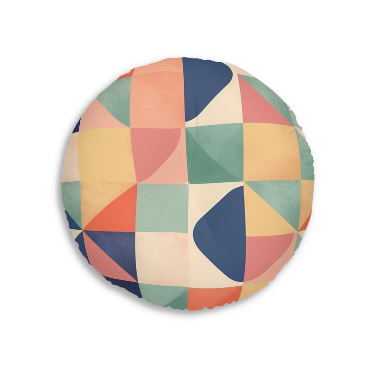 Minimalist Geometric Shapes - Pastel Decor Tufted Floor Pillow, Round