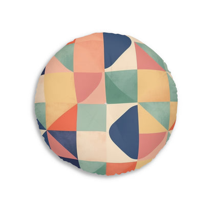 Minimalist Geometric Shapes - Pastel Decor Tufted Floor Pillow, Round