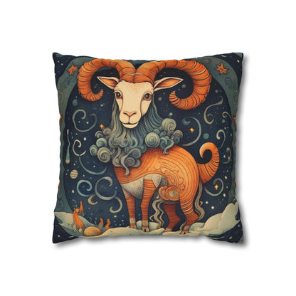 Capricorn Zodiac Children's Book Style Humorous Design - Spun Polyester Square Pillow Case