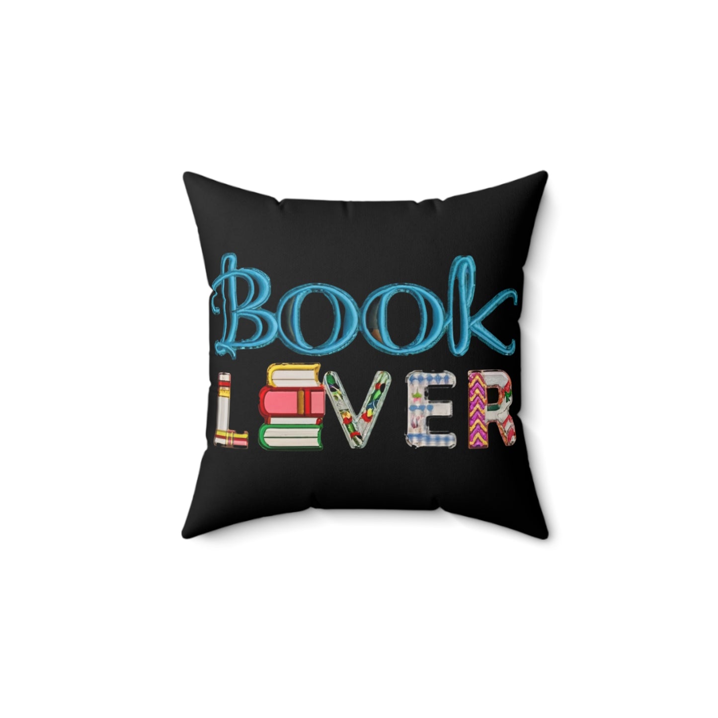 Bookworm Book Lover - Artistic Embroidery Style for Literature Fans - Spun Polyester Square Pillow