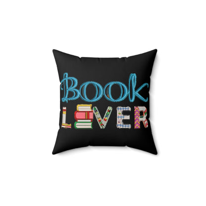 Bookworm Book Lover - Artistic Embroidery Style for Literature Fans - Spun Polyester Square Pillow