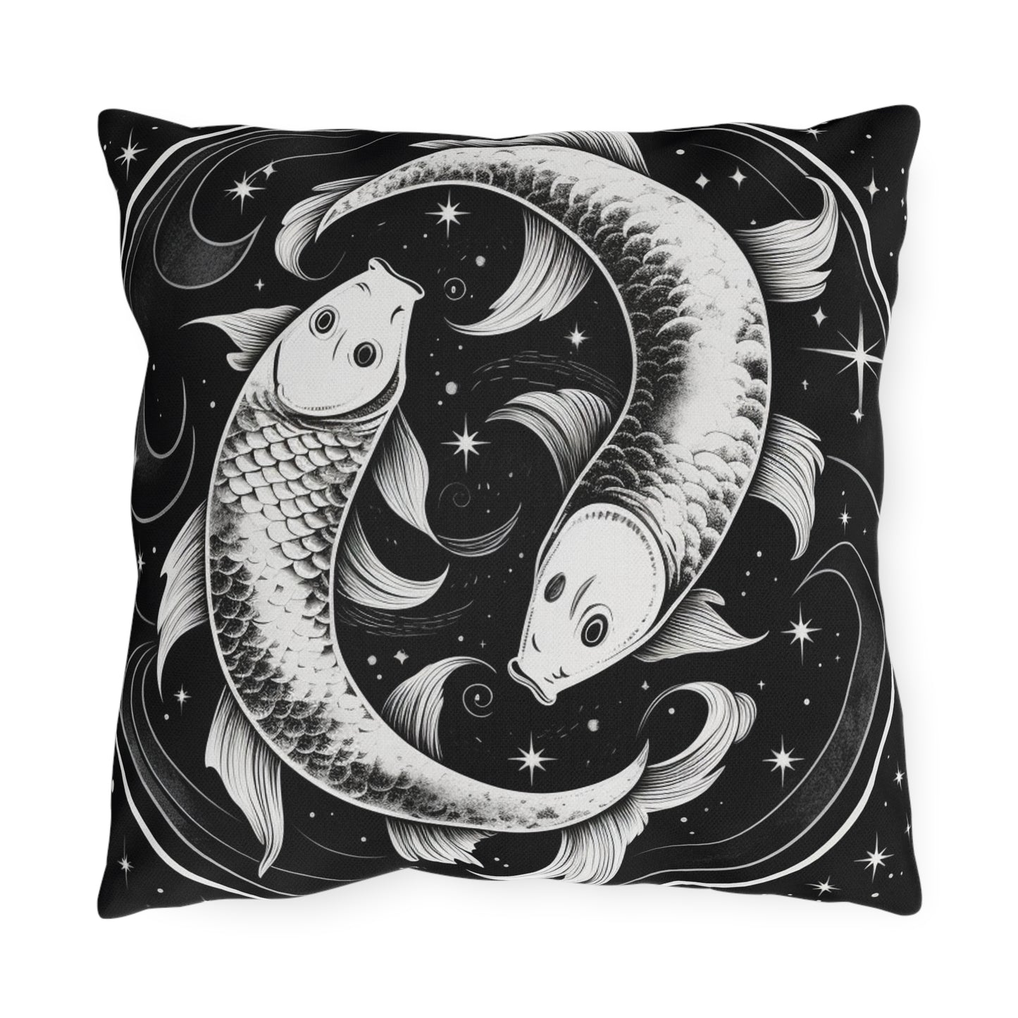 Pisces Zodiac UV-Resistant Outdoor Pillow, Water-Resistant, Spun Polyester