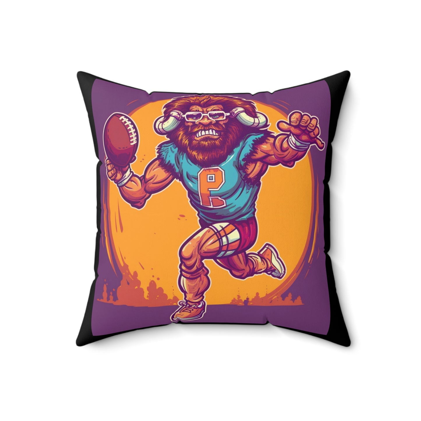 American Football Baffalo Bison Game Sport Graphic Spun Polyester Square Pillow