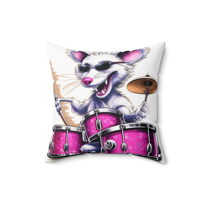 Opossum Drum Band Furry Animal Graphic Anime Spun Polyester Square Pillow