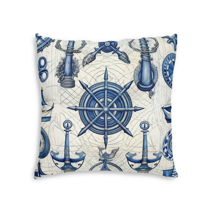 Nautical Theme Art - Anchors, Ropes, Compass Tufted Floor Pillow, Square