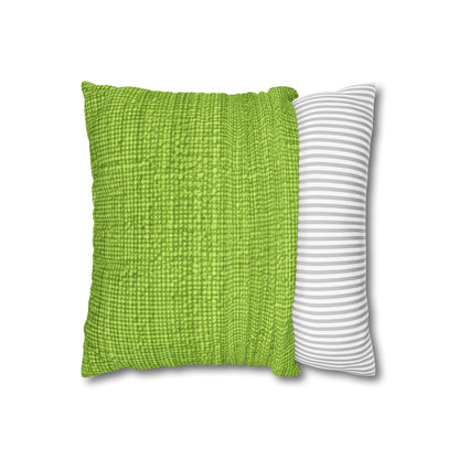 Lush Grass Neon Green: Denim-Inspired, Springtime Fabric Style - Spun Polyester Square Pillow Case