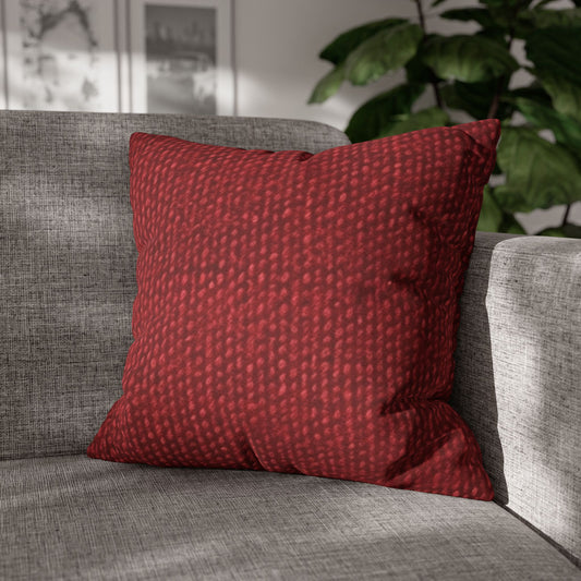 Bold Ruby Red: Denim-Inspired, Passionate Fabric Style - Spun Polyester Square Pillow Case