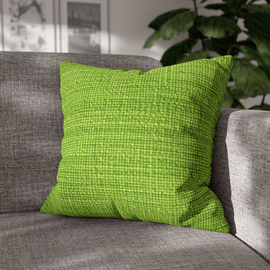 Lush Grass Neon Green: Denim-Inspired, Springtime Fabric Style - Spun Polyester Square Pillow Case