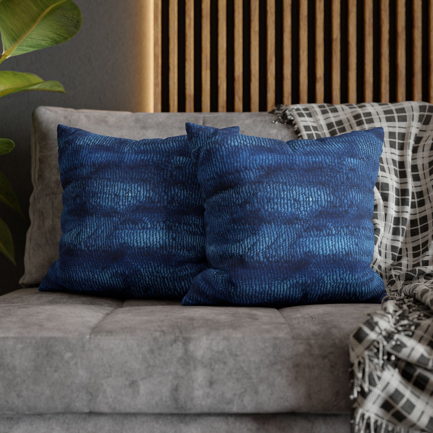 Blue Spectrum: Denim-Inspired Fabric Light to Dark - Spun Polyester Square Pillow Case