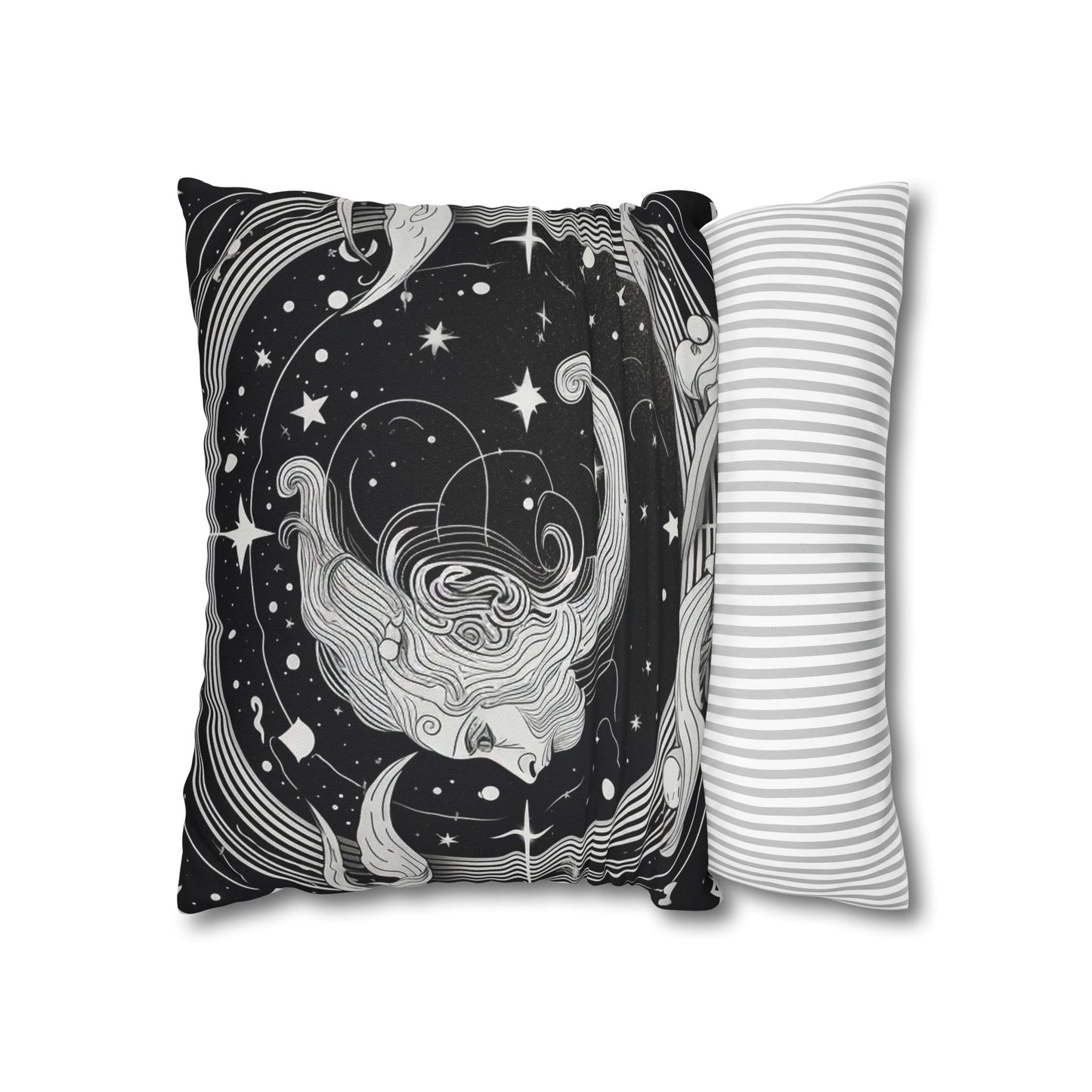 Aquarius Sign Spun Polyester Square Pillow Case, Double Sided Print