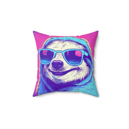 Space Sloth Retro Animal Style Spun Polyester Square Pillow