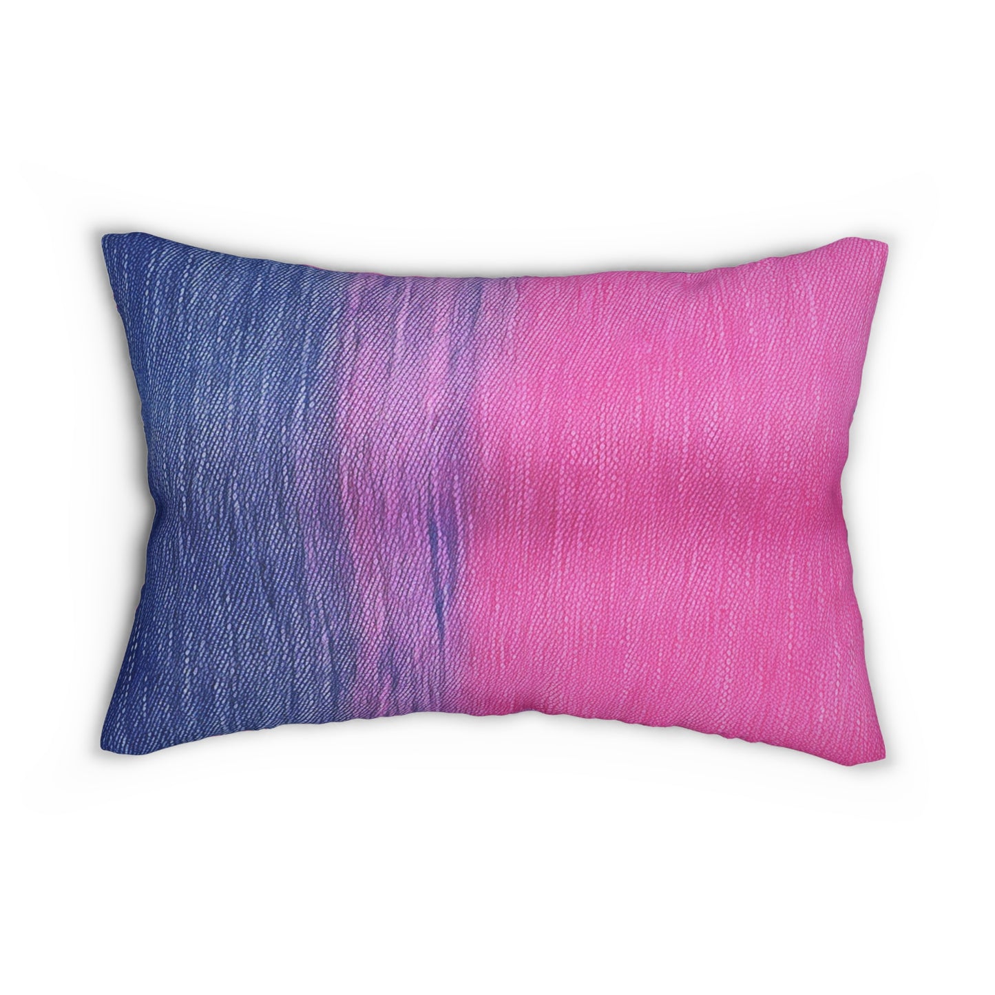 Dual Delight: Half-and-Half Pink & Blue Denim Daydream - Spun Polyester Lumbar Pillow