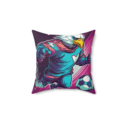 American Bald Eagle Soccer Sport Player Graphic Spun Polyester Square Pillow