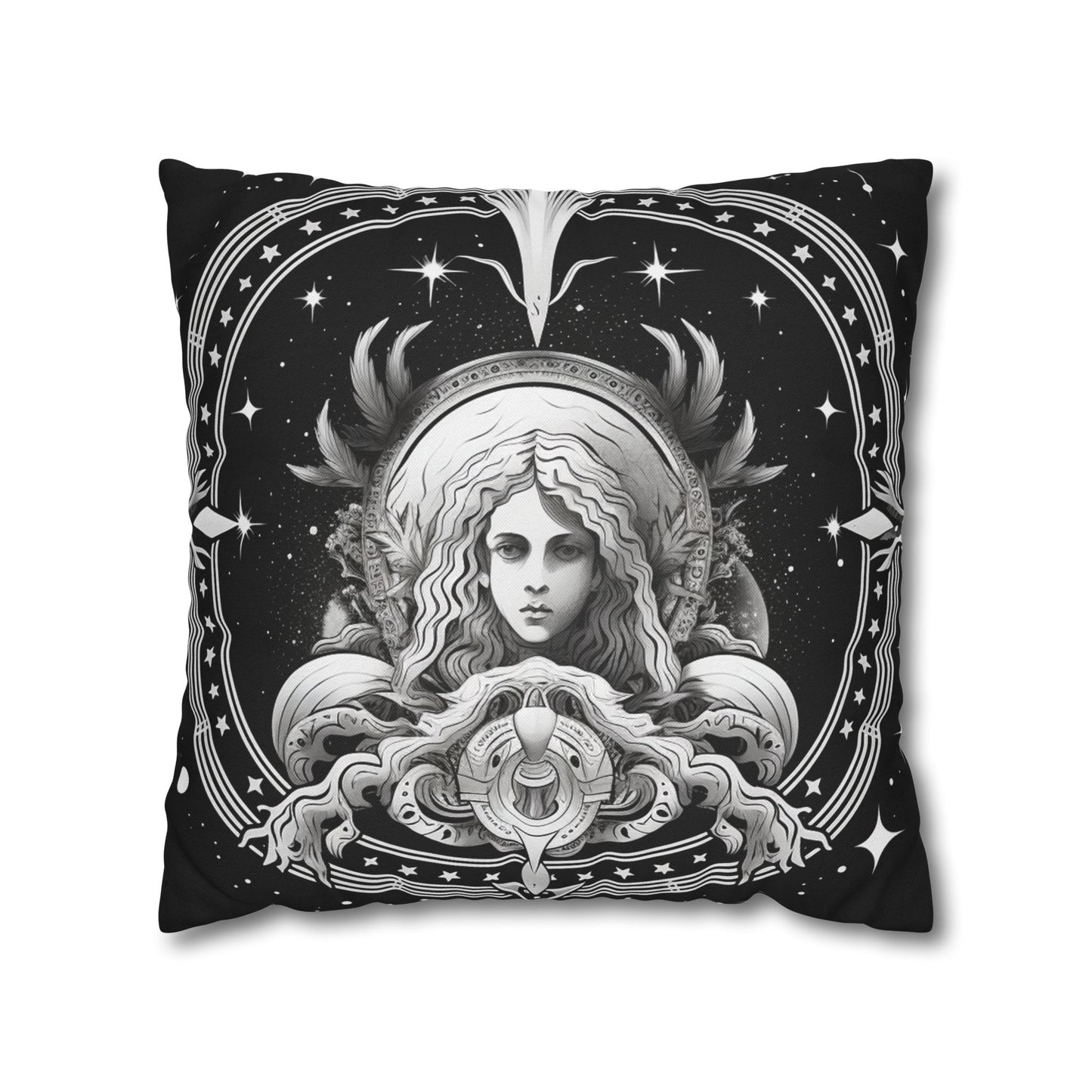 Virgo Zodiac Polyester Square Pillow Case, Indoor, Double Sided Design