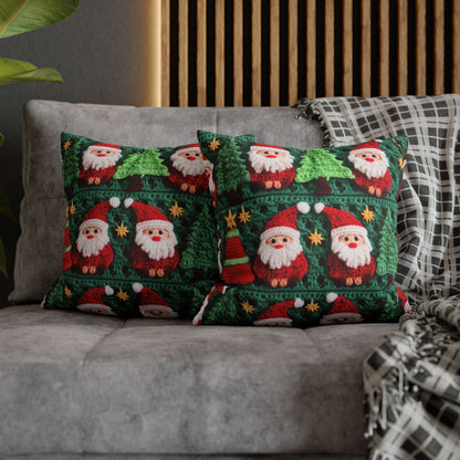 Santa Claus Crochet Pattern, Christmas Design, Festive Holiday Decor, Father Christmas Motif. Perfect for Yuletide Celebration - Spun Polyester Square Pillow Case