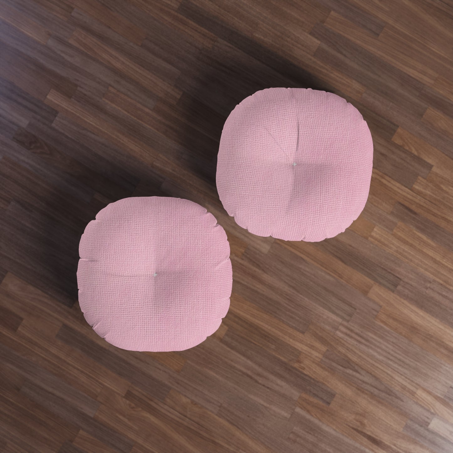 Blushing Garment Dye Pink: Denim-Inspired, Soft-Toned Fabric - Tufted Floor Pillow, Round