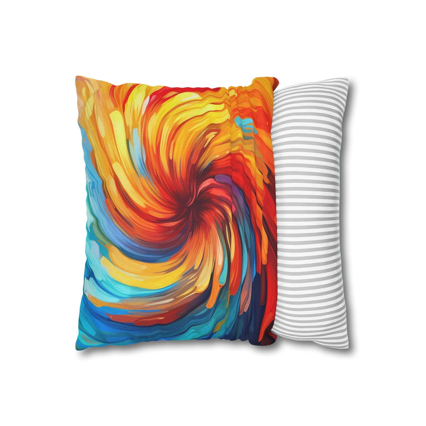 Vibrant Swirling Abstract Art - Unique and Colorful Spun Polyester Square Pillow Case