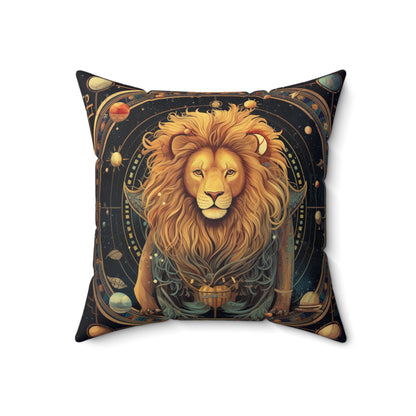 Astrological Leo Sign - Vibrant Cosmic Zodiac Astrology - Spun Polyester Square Pillow