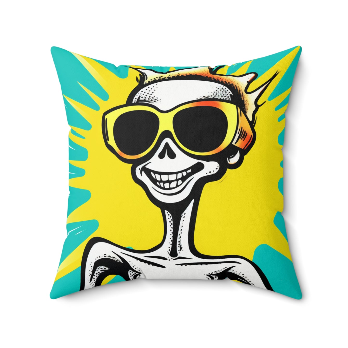 Stylish Summer Alien Anime Cartoon Spun Polyester Square Pillow